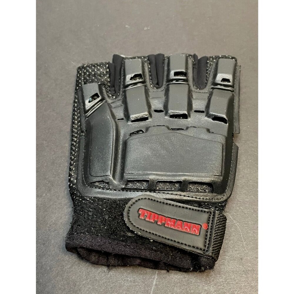Tippmann paintball tactical armored half finger left glove adult large black